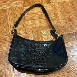 Black faux snake skin small shoulder purse